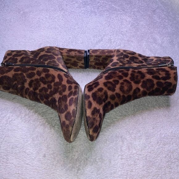 NINE WEST 8.5 Faux Fur Cheetah Animal Print Bootie Boots - Picture 9 of 11